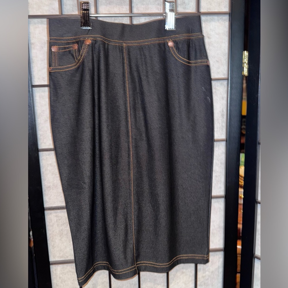 Miss Me Black Pencil Skirt with Contrast Stitching